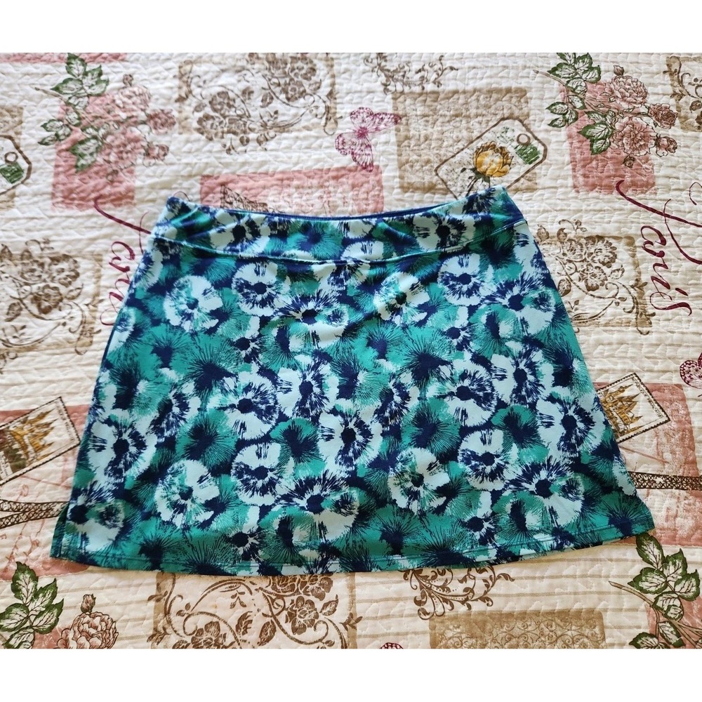 TRANQUILITY Green Blue Pull On Skort Skirt Womens Stretchy Soft Size L